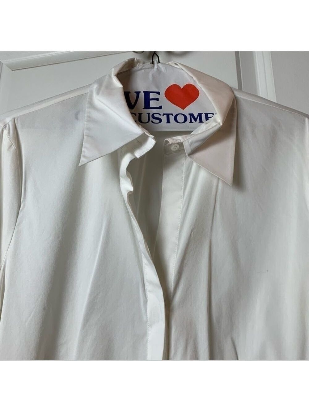 BCBG Maxazria White 3/4 Sleeve Button-Down with Ruffles Sleeves Size Large - Picture 6 of 9